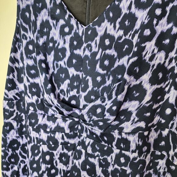 Lafayette 148 New York V Neck Fit and Flare Dress Purple Cheetah Size 16 - Picture 3 of 10